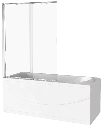 Шторка для ванны SCREEN SLR-100-C-CH пристенный профиль с подъёмной петлей + слайдер на роликах, стекло 5 мм: фотография 1