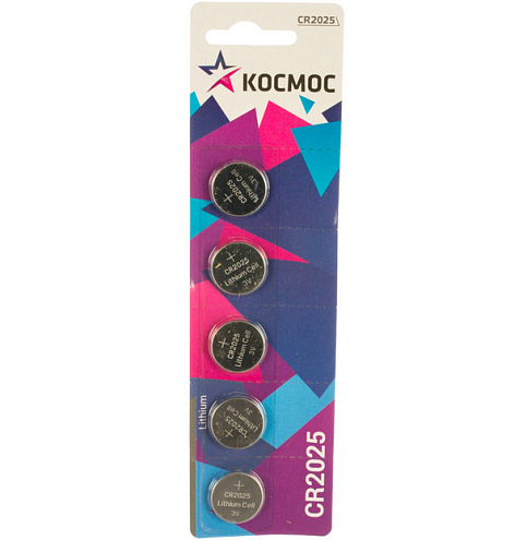 Элемент питания литиевый CR2025 5хBL уп.5шт КОСМОС KOC20255BL: фотография 1