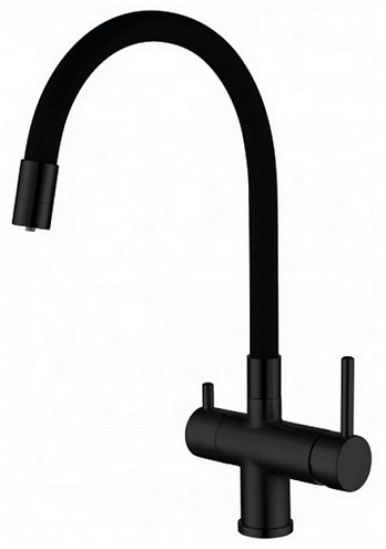 Смеситель для кухни 35к G4398-36 GAPPO гибкий излив, с вых. для питьевого фильтра, ЧЕРНЫЙ: фотография 1