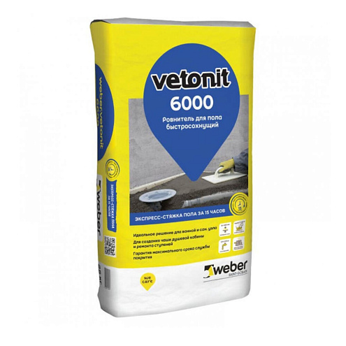 Быстротвердеющий ровнитель Vetonit 6000 (10-250мм) 25кг: фотография 1
