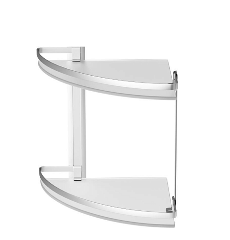 Полка в ванную угловая AM.PM Sense L A7456200 двухъярусная, серебристый металл, стекло: фотография 1