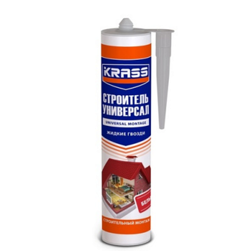 Клей KRASS ЖГ универсальный строительный монтаж Строитель универсал Белый  300мл: фотография 1