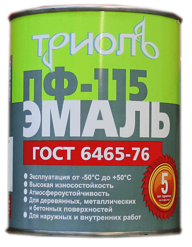 Эмаль ПФ-115 (ГОСТ 6465-76) «ТРИОЛЬ» Ярко-зеленый RAL6037,  0,8кг: фотография 1