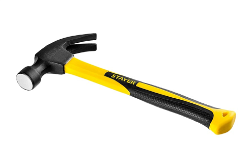 Молоток-гвоздодер "PROFI", кованый, с фибергласовой ручкой, 450г, STAYER: фотография 1