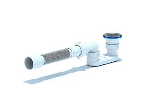 Сифон для душевого поддона плоский 1 1/2" с гибкой трубой 40/50 АНИ Пласт Е015 : фотография 1