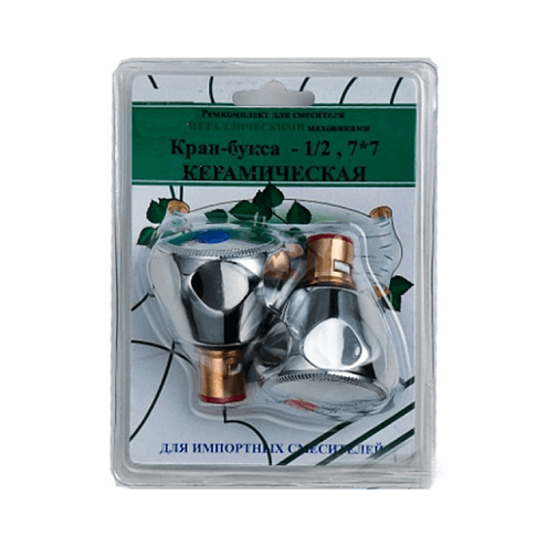 Кран-букса 1/2 керамика, с металлическими маховиками ПСМ 2шт: фотография 1