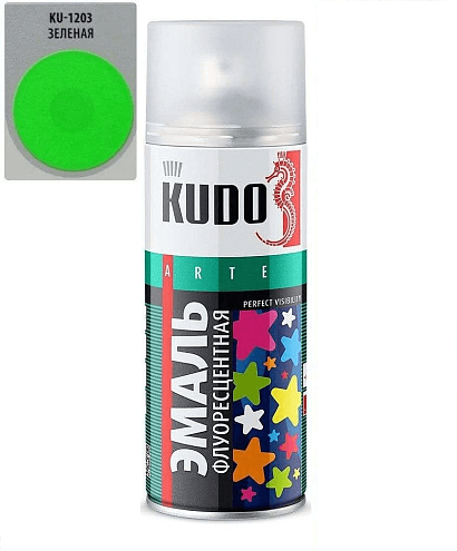 Эмаль KUDO флуоресцентная, Зеленый, 520мл: фотография 1