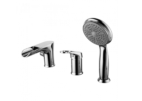 Смеситель Lemark "Омега" LM3145C для ванны встраиваемый на 3 отверстия с аксессуарами хром: фотография 1