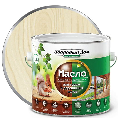 Масло для террас и деревянных полов "Здоровый Дом", Слоновая кость 1,8л : фотография 1