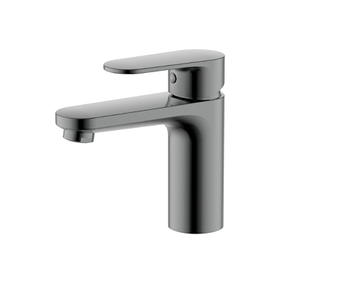 Смеситель для раковины 90 без донного клапана Aquatek Ника AQ1810BGM, оружейная сталь: фотография 1