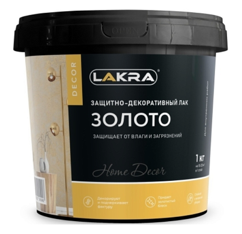 Защитно-декоративный лак LAKRA DECOR Золото 1кг: фотография 1
