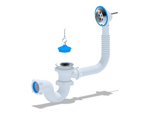 Сифон для ванны с выпуском 1 1/2"х40, с переливом АНИ Пласт Е150: фотография 1