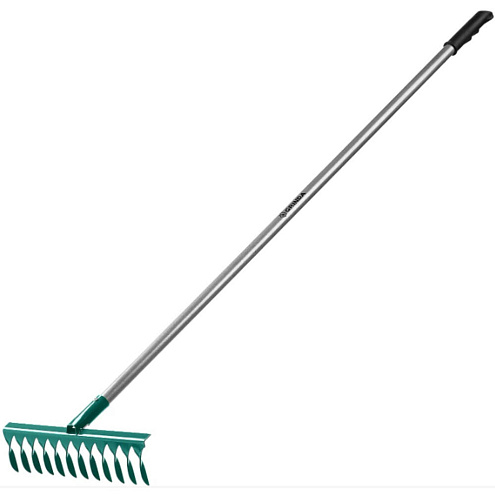 Грабли с витым зубом 12 зубцов, 380х95х1500мм, с алюминиевым черенком: фотография 1