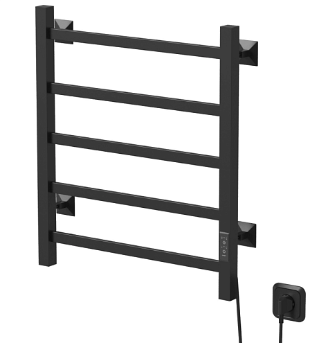 Полотенцесушитель Mixline Triumph  60х50 таймер, 312 Вт, 5 перекладин, электрический черный: фотография 1