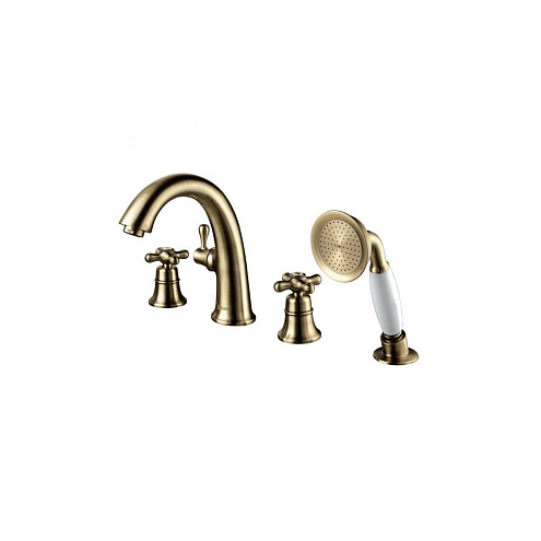 Смеситель Lemark "Винтаж" LM2841B для ванны встраиваемый на 4 отверстия с аксессуарами бронза: фотография 1
