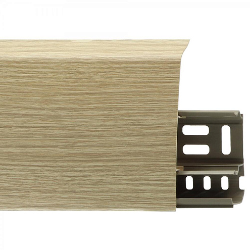 Плинтус ПВХ с монтажной планкой Line Plast LS010, Эш вайт Мелинга: фотография 1