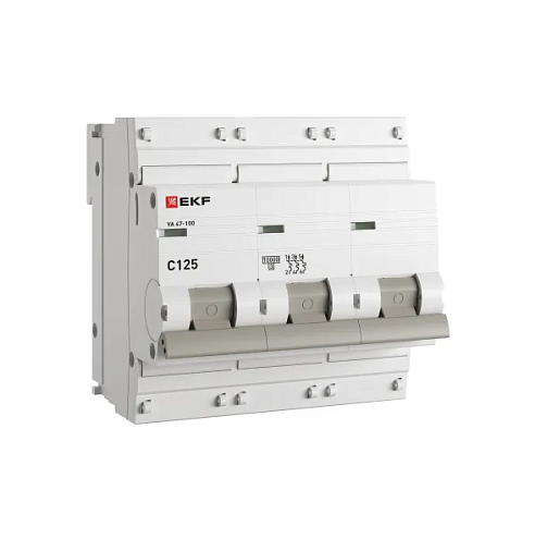 Выключатель автоматический модульный 3п C 125А 10кА ВА 47-100 PROxima EKF mcb47100-3-125C-pro: фотография 1