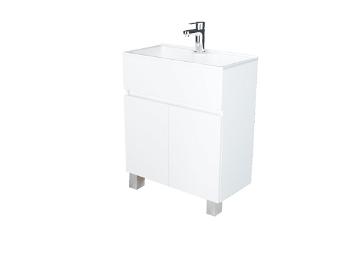 Тумба с раковиной Mira 60Н 2 двери Белый глянец: фотография 1