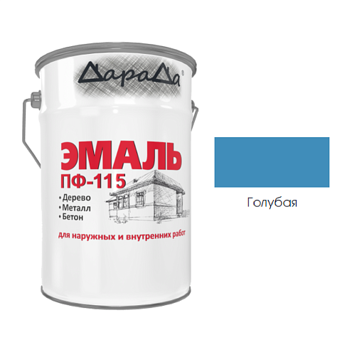 Эмаль ПФ-115 (ГОСТ 6465-76) «ДараДа», голубая, 25кг: фотография 1