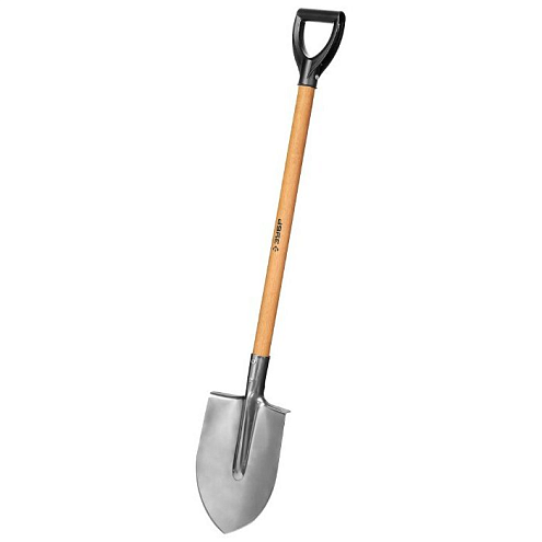 Лопата Зубр "Мастер-НС" штыковая, из нержавеющей стали, деревянный черенок, 1200мм: фотография 1