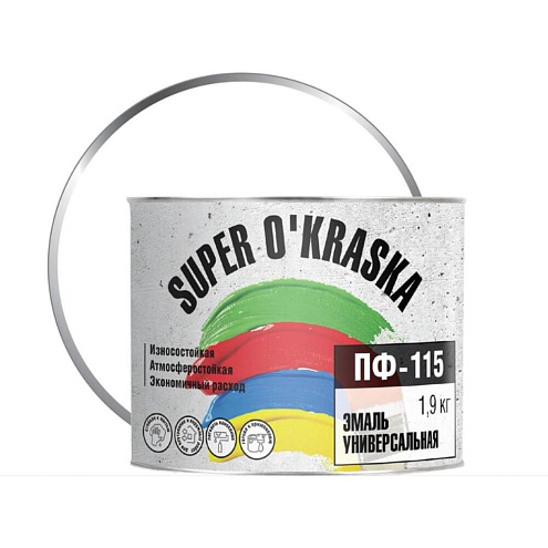 Эмаль  ПФ-115 super okraska Белый глянцевый  1,9кг: фотография 1