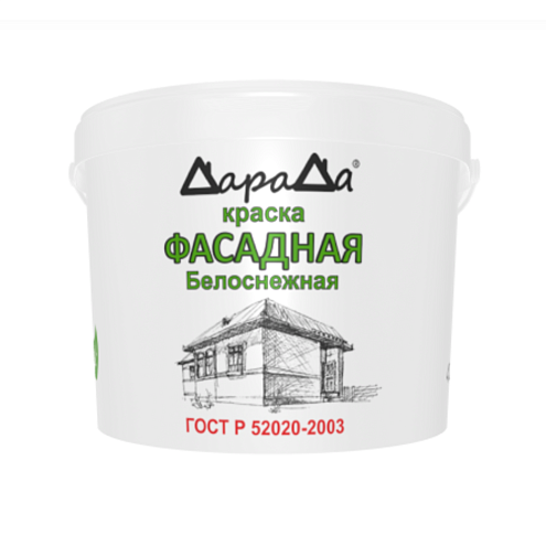 Краска водно-дисперсионная «ДараДа» Фасадная белоснежная 14кг (ГОСТ 52020-2003): фотография 1