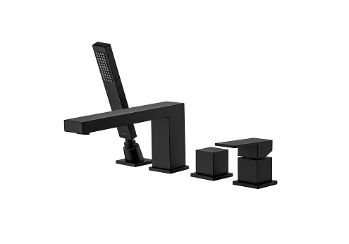 Смеситель на борт ванны на 4 отверстия Aquatek матовый черный AQ1648MB Либра: фотография 1