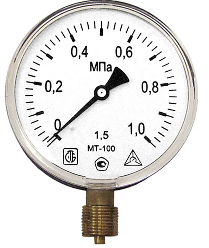 Манометр МТ-100 1,0 МПа трубная резьба - G½": фотография 1
