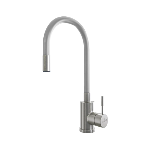 Смеситель для кухни 35k MIXLINE MLSS-0325 СЕРЫЙ гибкий силиконовый излив: фотография 1