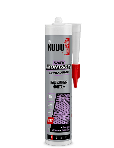 Жидкие гвозди на акриловой основе KUDO MONTAGE для надёжного монтажа, белый, тюбик 280мл : фотография 1