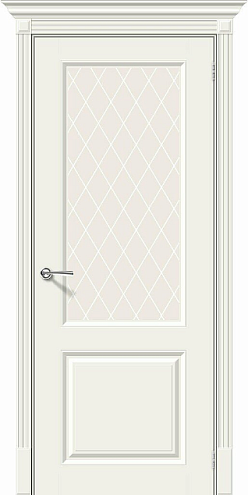 Дверь эмаль Скинни-13 Whitey со стеклом White Сrystal 2000х900: фотография 1