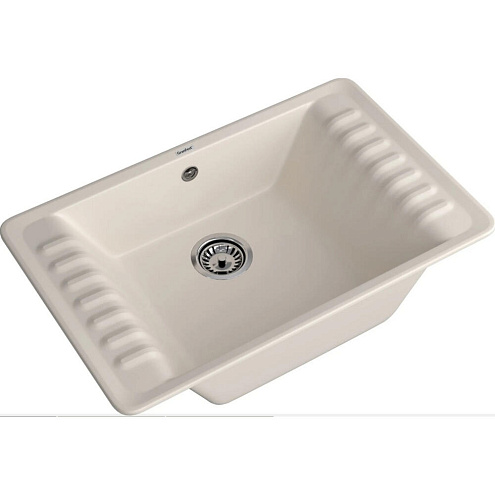Мойка GRANFEST QUARZ 71 1 чаша+крыло 760х480 мм белый без сифона: фотография 1