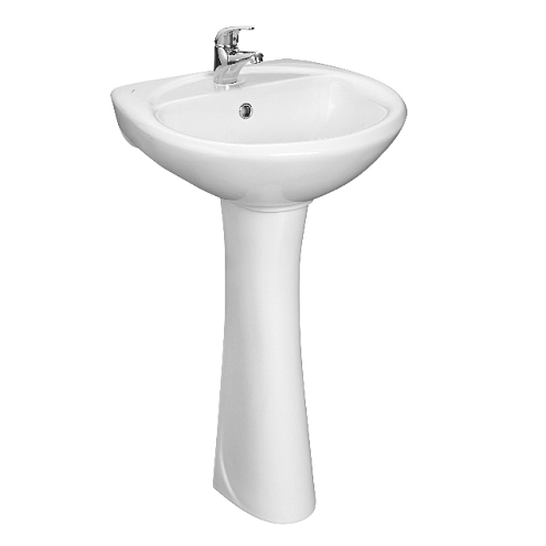 Умывальник-тюльпан Santeri Соната - 54 белый, с отверстием, с пьедесталом: фотография 1