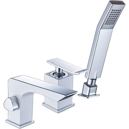 Смеситель Lemark "Контест" LM5845CW для ванны встраиваемый на 3 отверстия с аксессуарами хром/белый: фотография 1