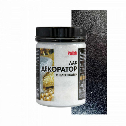 Лак декоративный Palizh с блестками, серебро 0,2л : фотография 1