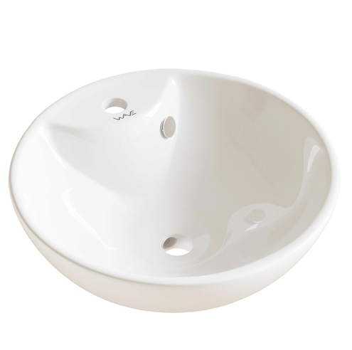 Раковина накладная на столешницу WAVE Koral с отверстием под смеситель, белый, круг: фотография 1