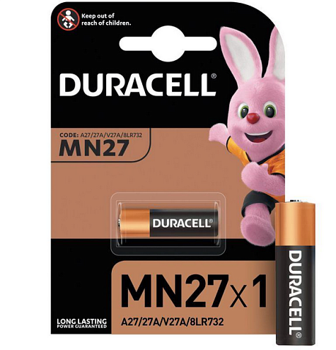 Элемент питания алкалиновый A27/MN 27 для пультов сигнализаций BP-1 уп.1шт Duracell A0000027: фотография 1