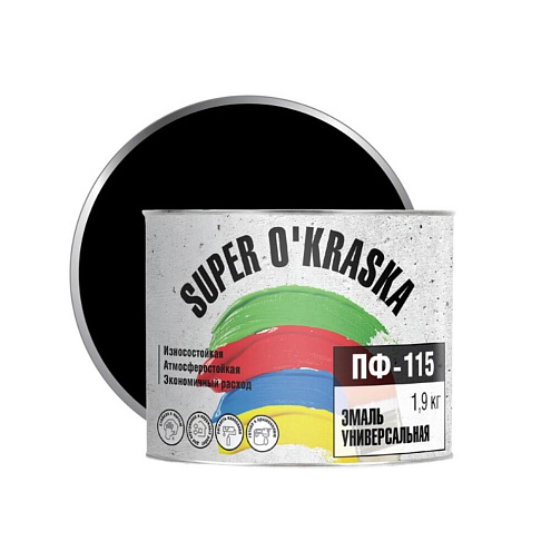 Эмаль  ПФ-115 super okraska Черный  1,9кг: фотография 1