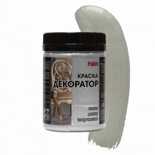 Краска ДЕКОРАТОР акриловая , серебро металлик 0,25кг: фотография 1