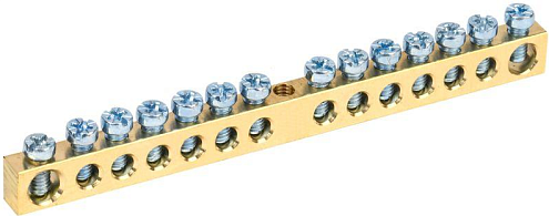 Шина PEN "земля-ноль" 6х9мм 14/1 (14 групп/крепеж по центру) IEK YNN10-14-100: фотография 1