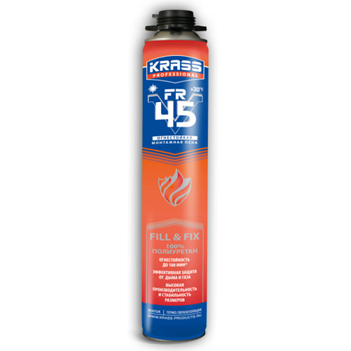Пена монт огнестойкая KRASS Professional FR 45 Пистолетная  0,75л : фотография 1