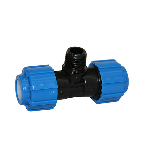 Тройник ПЭ 25х1/2"х25 наружная резьба обжимной ТПК-Аква: фотография 1