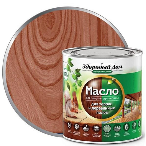 Масло для террас и деревянных полов "Здоровый Дом", Махагон 0,75л: фотография 1