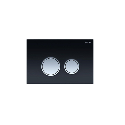 Панель смыва Aquatek KDI-0000029 черная, закаленное стекло, клавиша круглая ободок хром : фотография 1