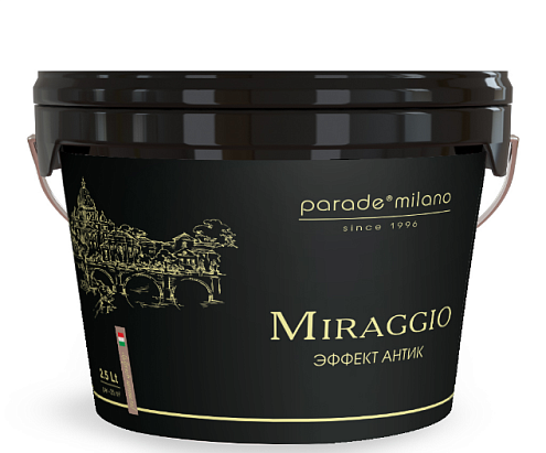 Декоративное покрытие PARADE Miraggio с неколеруемыми белыми хлопьями (эффект антик), 2.5л: фотография 1
