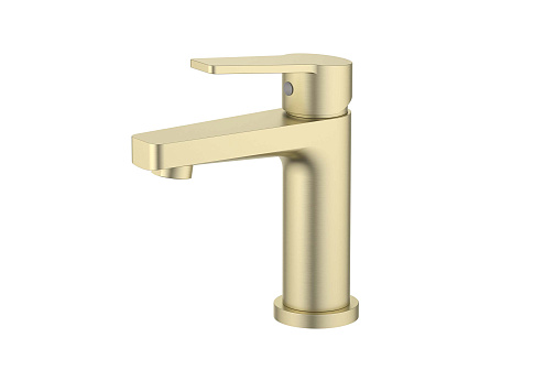 Cмеситель для раковины 106 без донного клапана Aquatek золото шлифованное AQ1710BG Лугано: фотография 1