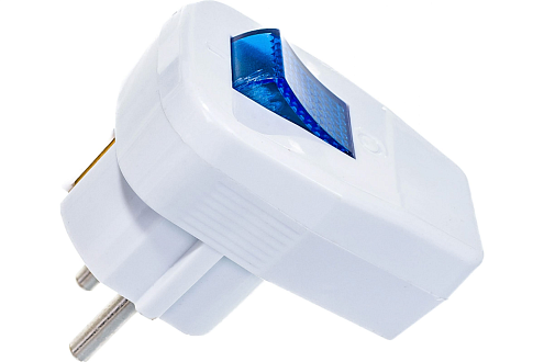 Вилка электрич. с выключателем с заземленеим 16А 250В бел. UNIVersal 0056: фотография 1