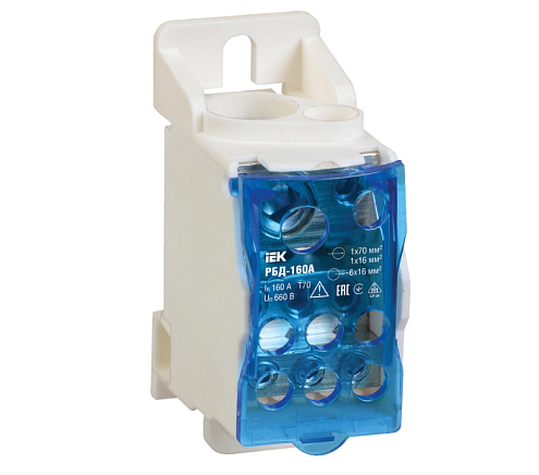 Блок распределительный на DIN-рейку РБД-160А IEK RBD-160: фотография 1