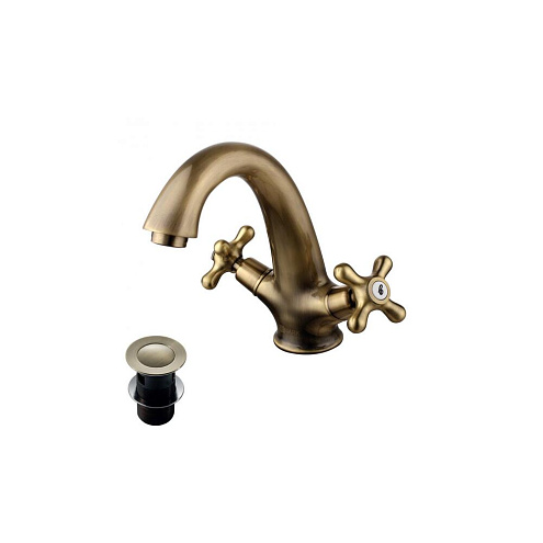 Смеситель Lemark "Винтаж" LM2806B для умывальника монолитный с донным клапаном клик-клак бронза: фотография 1