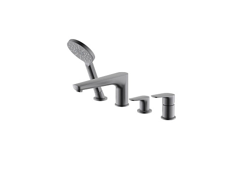 Смеситель на борт ванны на 4 отверстия Aquatek оружейная сталь AQ1148BGM Бетта: фотография 1